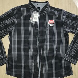 Dickies Black and Gray Plaid Button Down Shirt